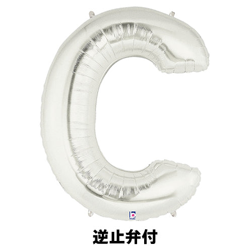 風船販売店 プリフラSHOP ベタリック レターバルーン 14"メタリックレターバルーンシルバー C 弁付 BLT16038
