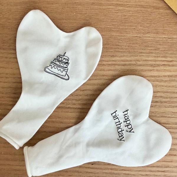 【ゴム風船】ハート ゴム風船 ケーキ & happy birthday