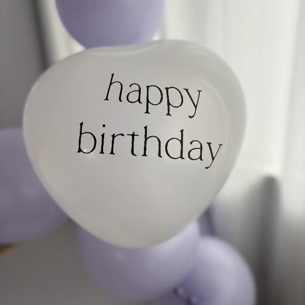 ハート ゴム風船 ケーキ & happy birthday