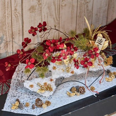 花みずきベルべ レッド・造花・東京堂 迎春 クリスマス FJ3717-3