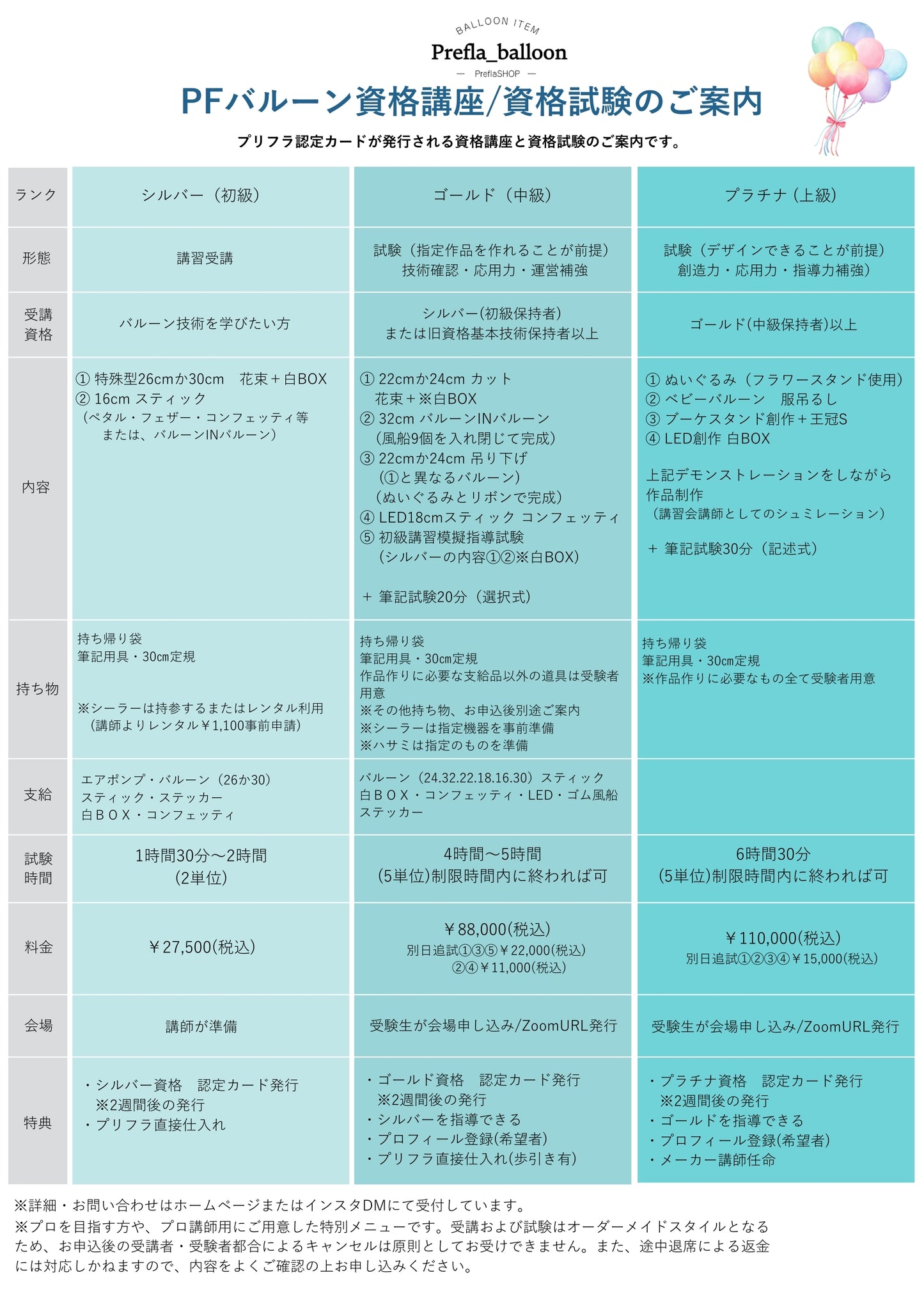 バルーン資格 ゴールド資格 受験申込