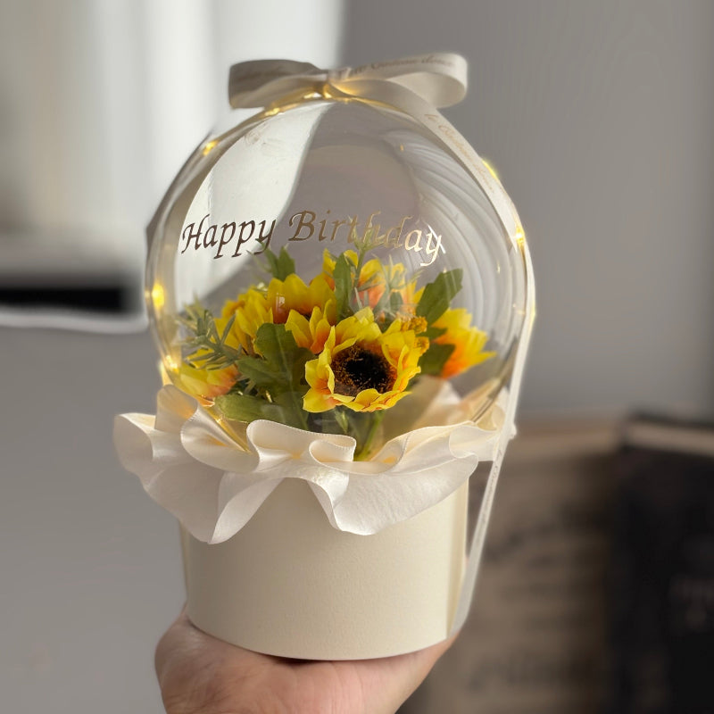 【ギフト】ひまわり ミルフィーユフリル バルーンフラワー プリフラSHOP オーダーメイド 誕生日祝 結婚祝 卒業