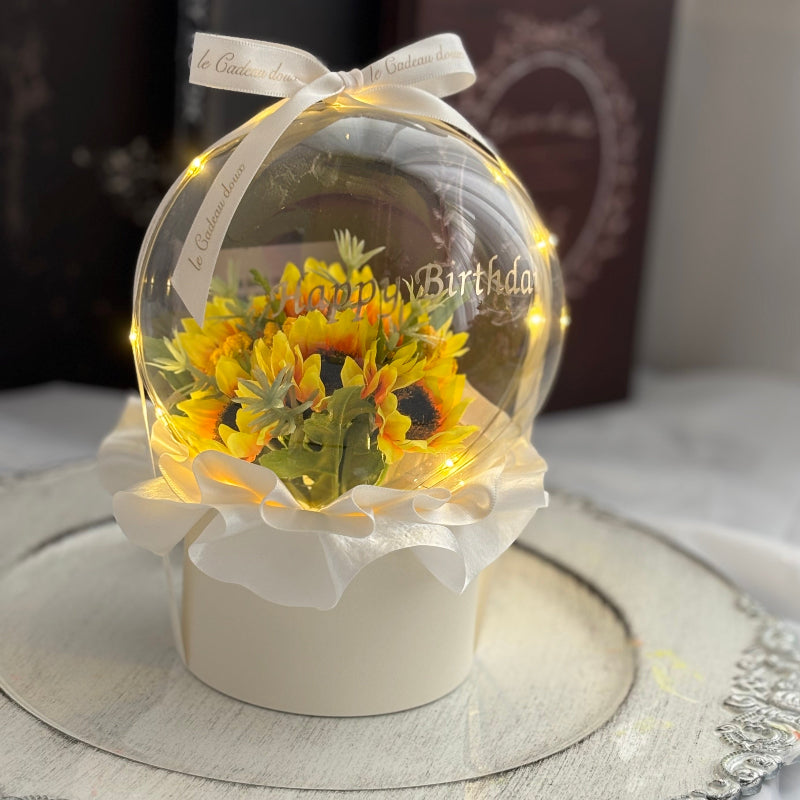 【ギフト】ひまわり ミルフィーユフリル バルーンフラワー プリフラSHOP オーダーメイド 誕生日祝 結婚祝 卒業