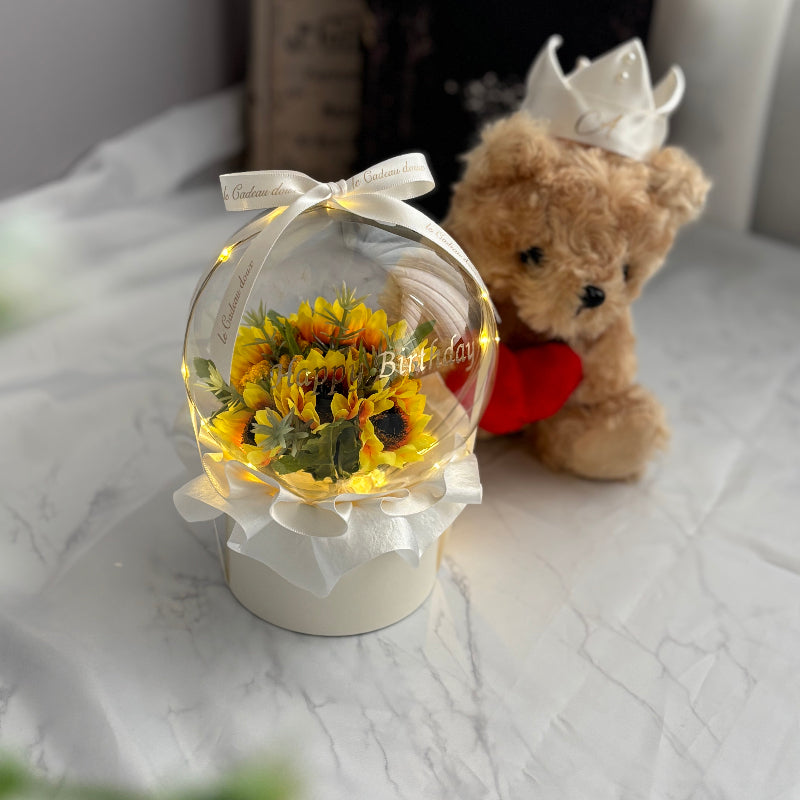 【ギフト】ひまわり ミルフィーユフリル バルーンフラワー プリフラSHOP オーダーメイド 誕生日祝 結婚祝 卒業