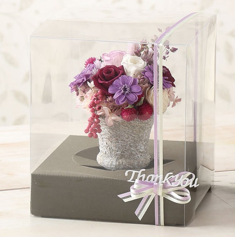 【プリザ】03461-411 ジニア・小 ラベンダー