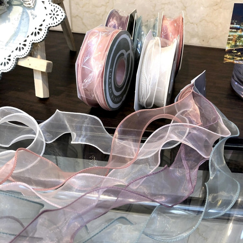 【リボン】50107-243 カーリーオーガンジー オフホワイト