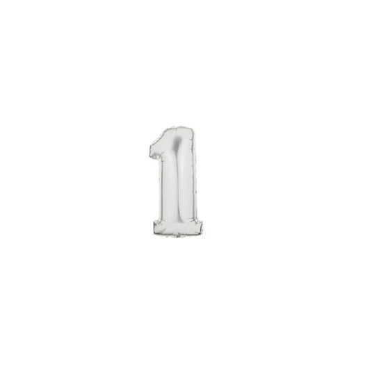 数字　レターバルーン　「　1　」・7インチ　シルバー・エアー用　　誕生日
