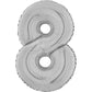 【風船】レターバルーン　数字　「　8　」　7インチ　シルバー　エアー用