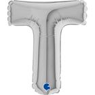【風船】レターバルーン　「　T　」　シルバー　エアー用　7インチ