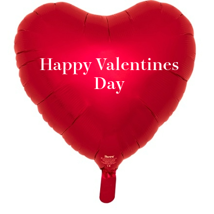 ハート　バルーン ルビーレッド　1枚　「Happy Valentine Day（白）」メッセージシール付き　　♥　ヘリウムガス対応　Ibrex　14インチ　高精度