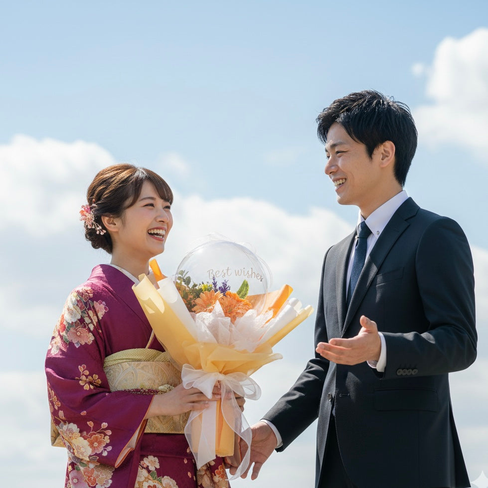 【ギフト 】ガーベラ　オレンジ　花束タイプ　韓国バルーンフラワー