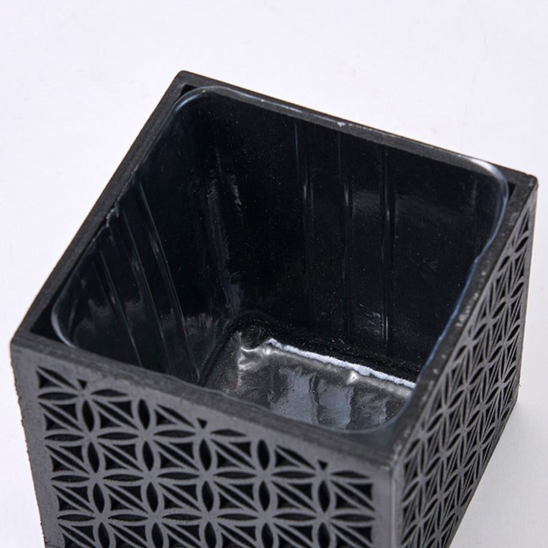 伝統文様木彫りボックス　ブラック/麻の葉　アプラス　JS200-BA